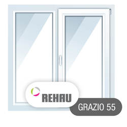 Двухстворчатые окна Rehau Grazio (55 створка) 1400*1400